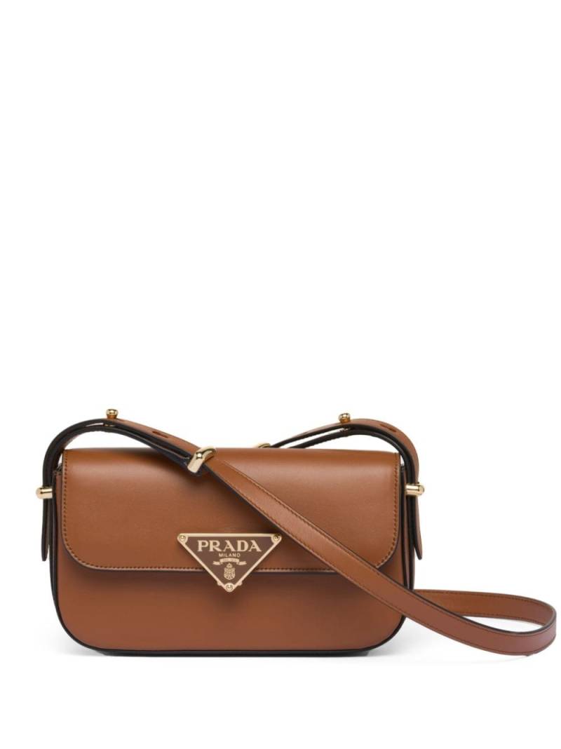 Prada logo-plaque leather crossbody bag - Brown von Prada