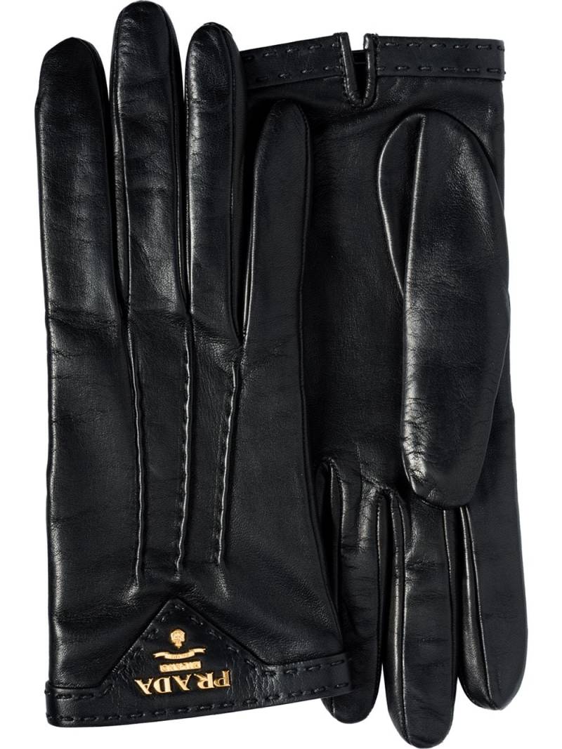 Prada logo-plaque lined gloves - Black von Prada