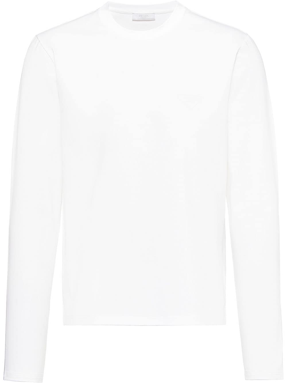 Prada logo plaque long-sleeved T-shirt - White von Prada