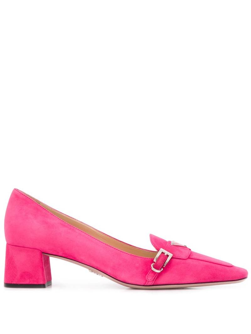 Prada logo plaque mid-heel loafers - Pink von Prada