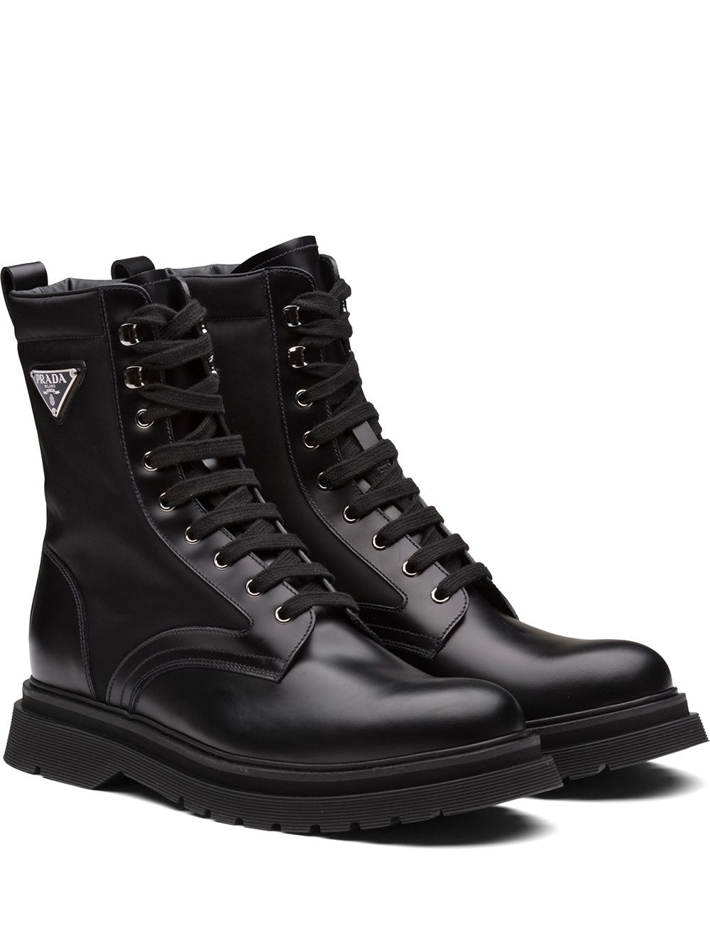 Prada logo-plaque panelled ankle boots - Black von Prada