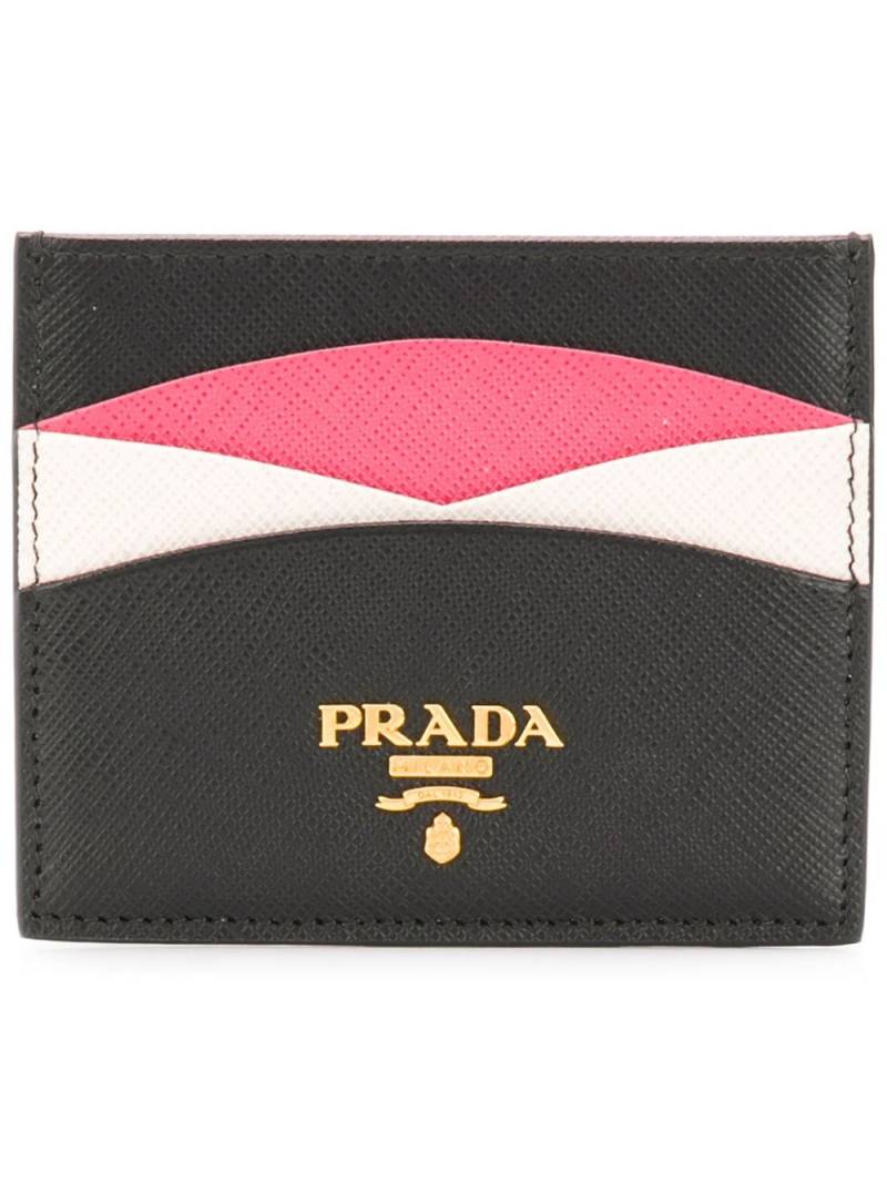 Prada logo-plaque panelled cardholder - Black von Prada