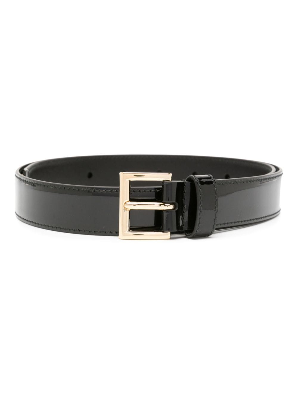 Prada logo-plaque patent leather belt - Black von Prada