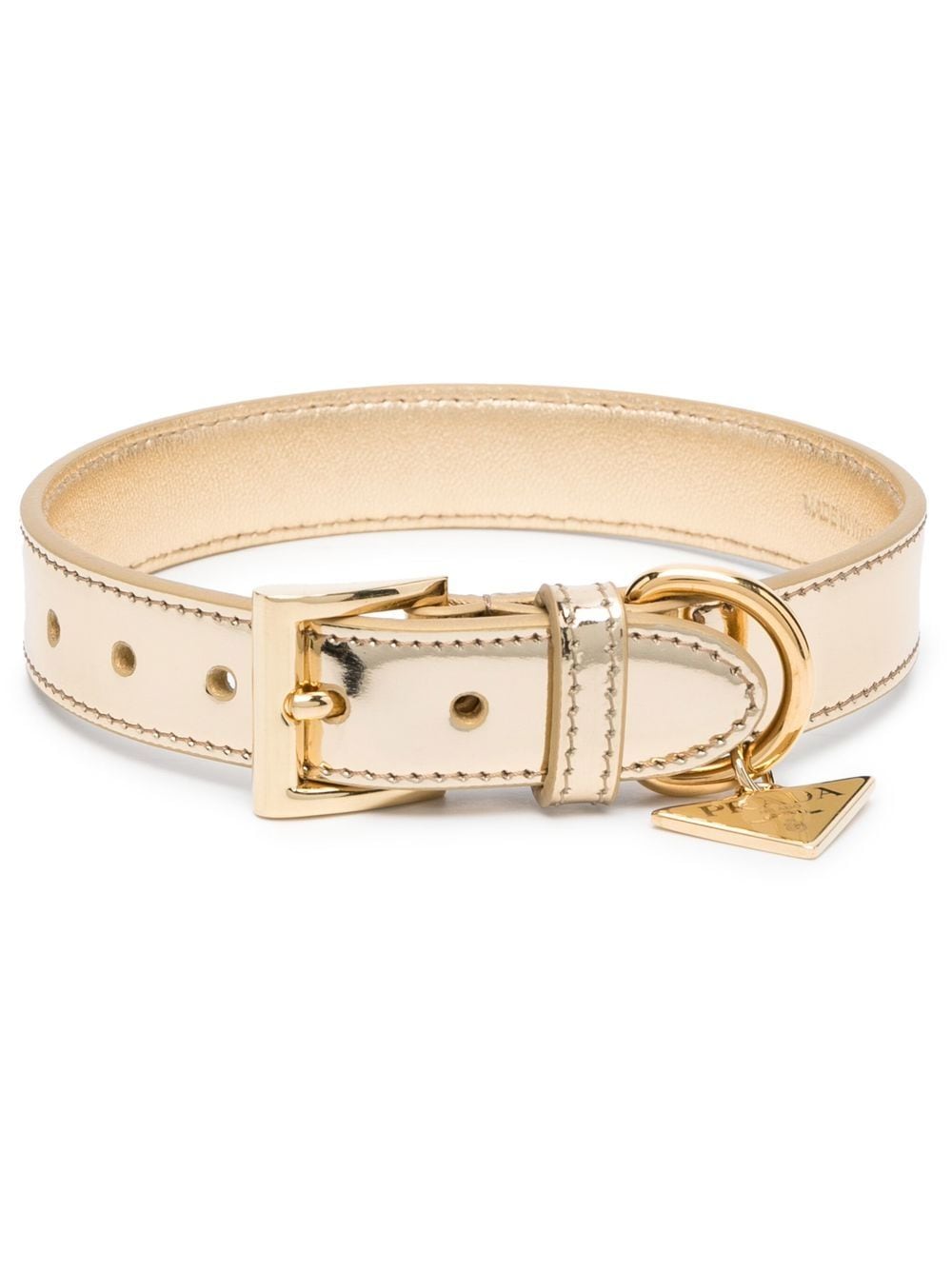 Prada logo-plaque polished pet collar - Gold von Prada