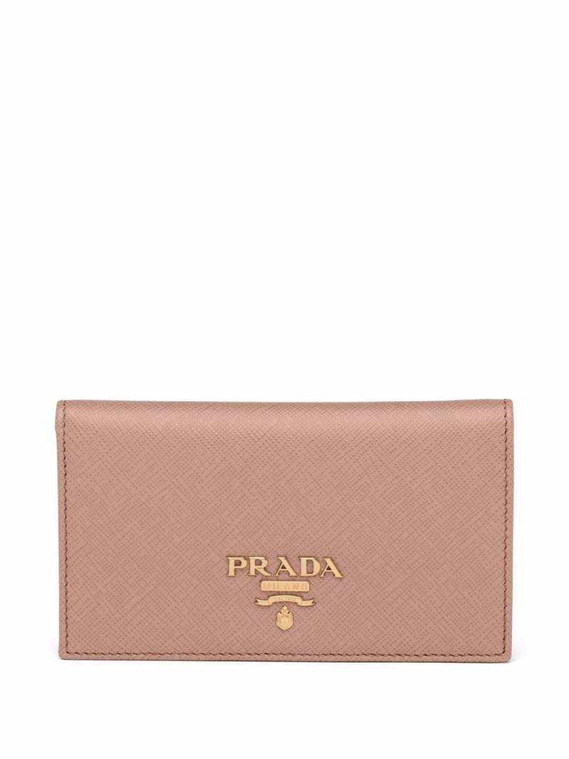 Prada logo plaque small saffiano leather wallet - Pink von Prada