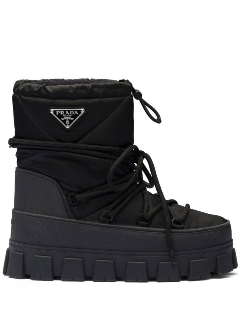 Prada logo-plaque snow boots - Black von Prada