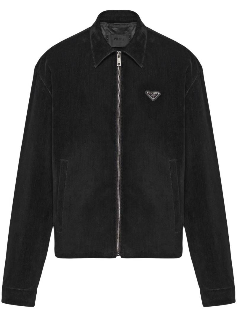 Prada triangle-logo velvet blouson jacket - Black von Prada