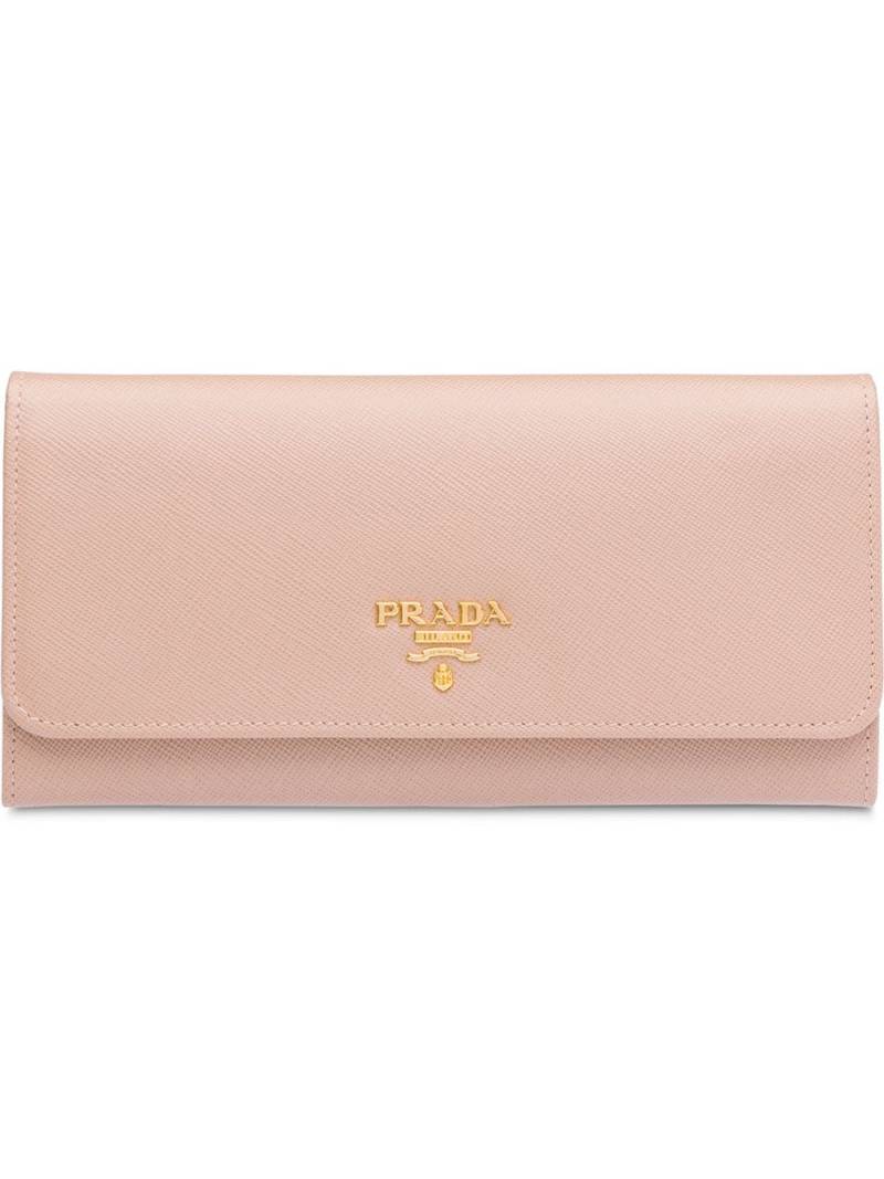 Prada logo-plaque leather wallet - Pink von Prada