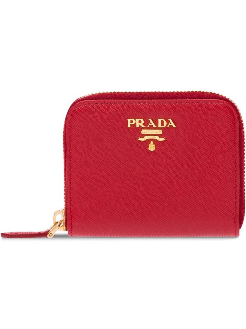 Prada logo-plaque zipped wallet - Red von Prada