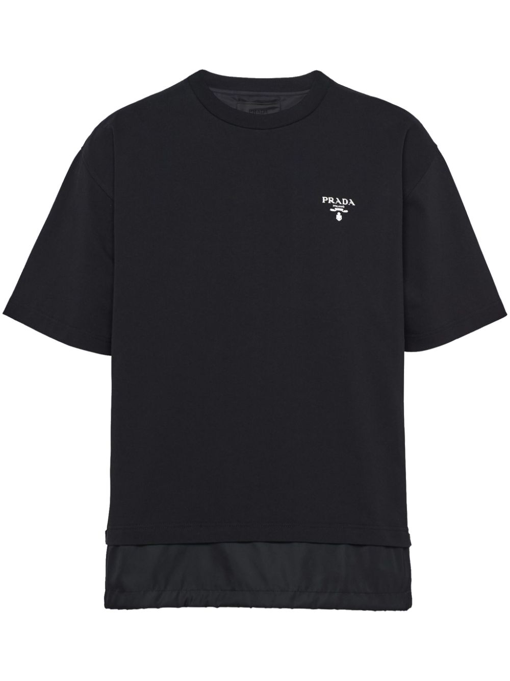 Prada logo-print layered-detail T-shirt - Black von Prada