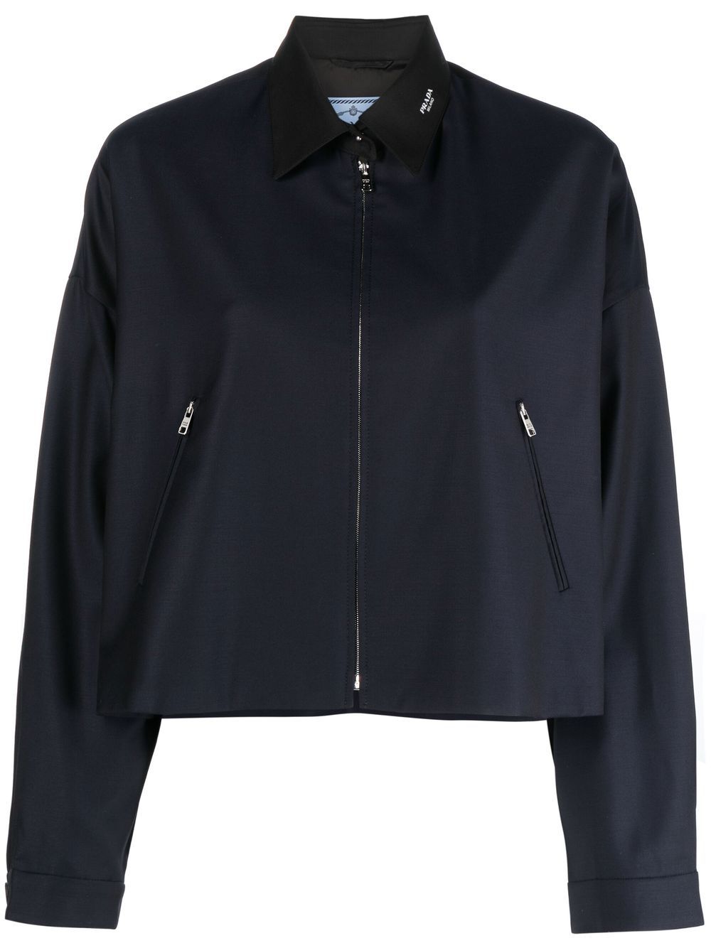 Prada logo-print shirt jacket - Blue von Prada