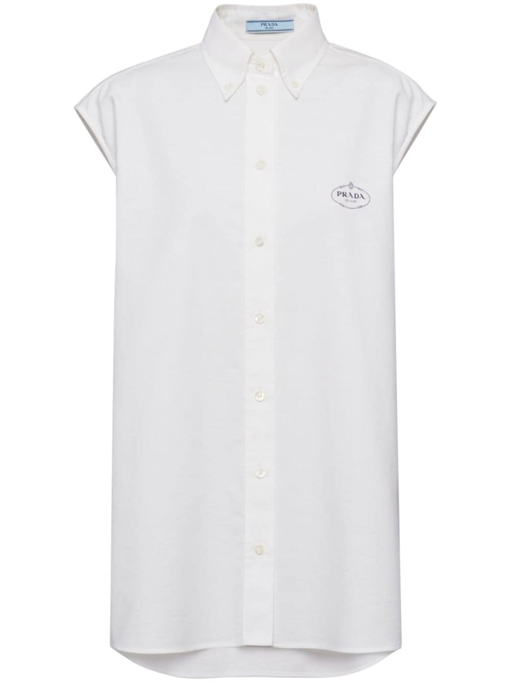 Prada logo-print sleeveless oxford shirt - White von Prada