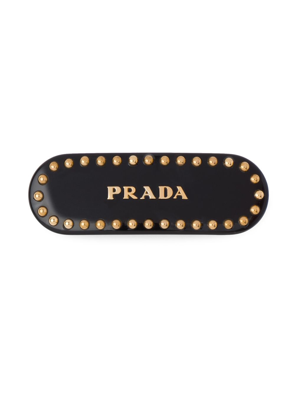 Prada logo-print studded hair clip - Black von Prada