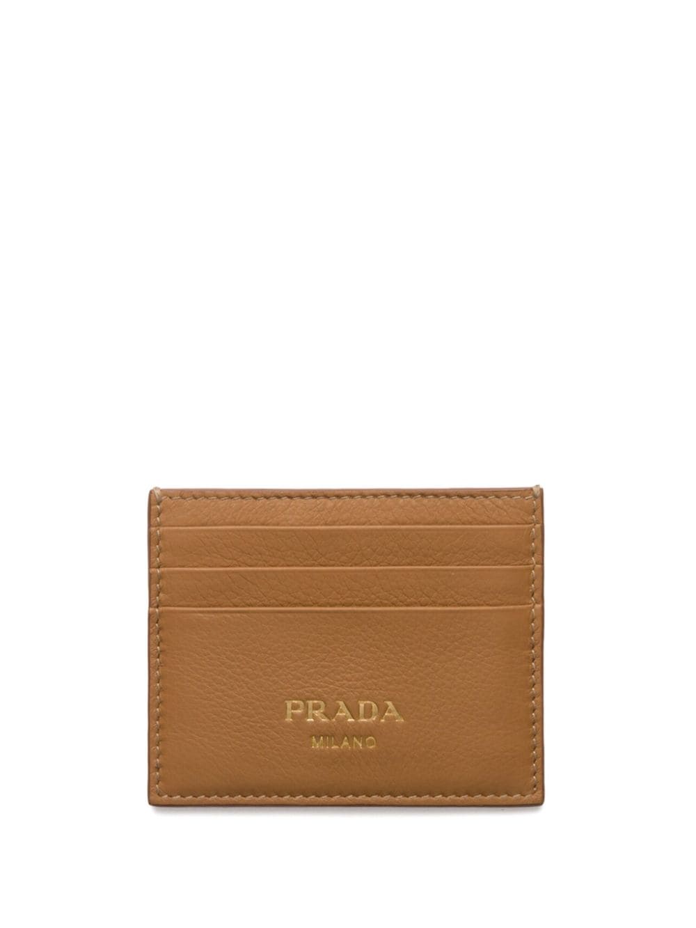 Prada logo-stamp leather cardholder - Brown von Prada