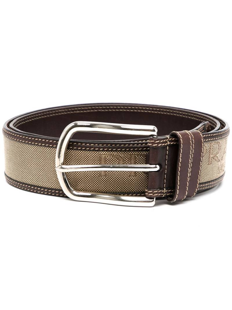 Prada logo-woven contrast-stitch belt - Brown von Prada