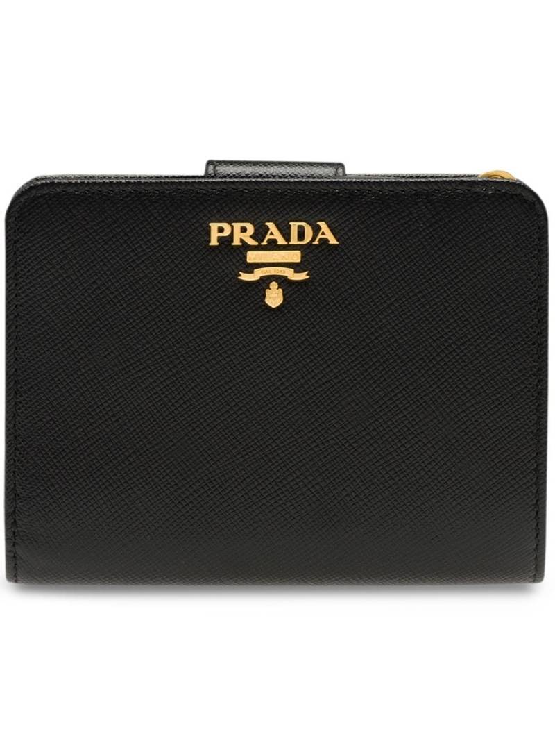 Prada logo zipped wallet - Black von Prada