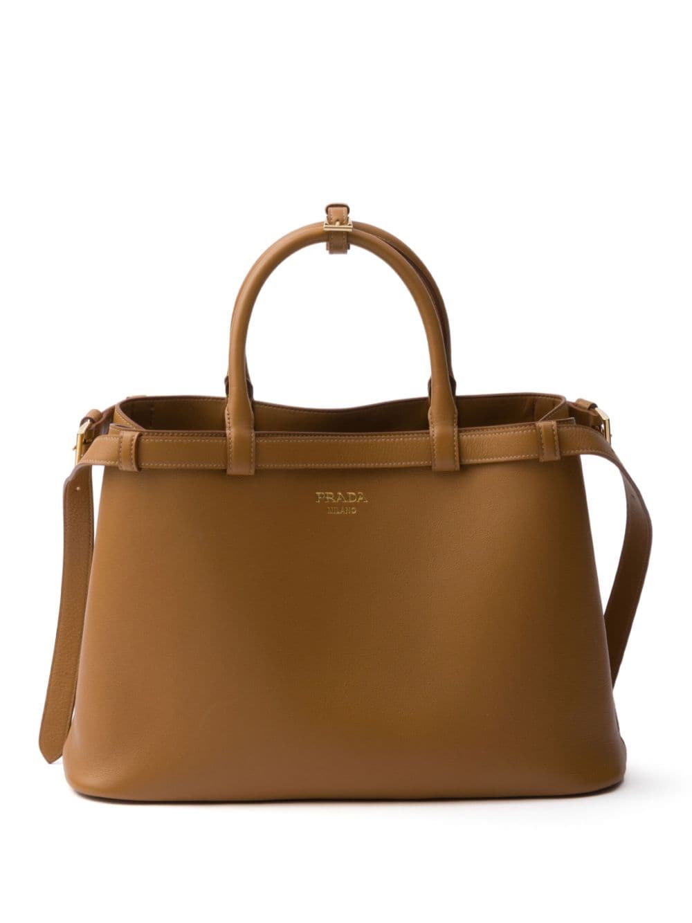 Prada medium belted leather handbag - Brown von Prada