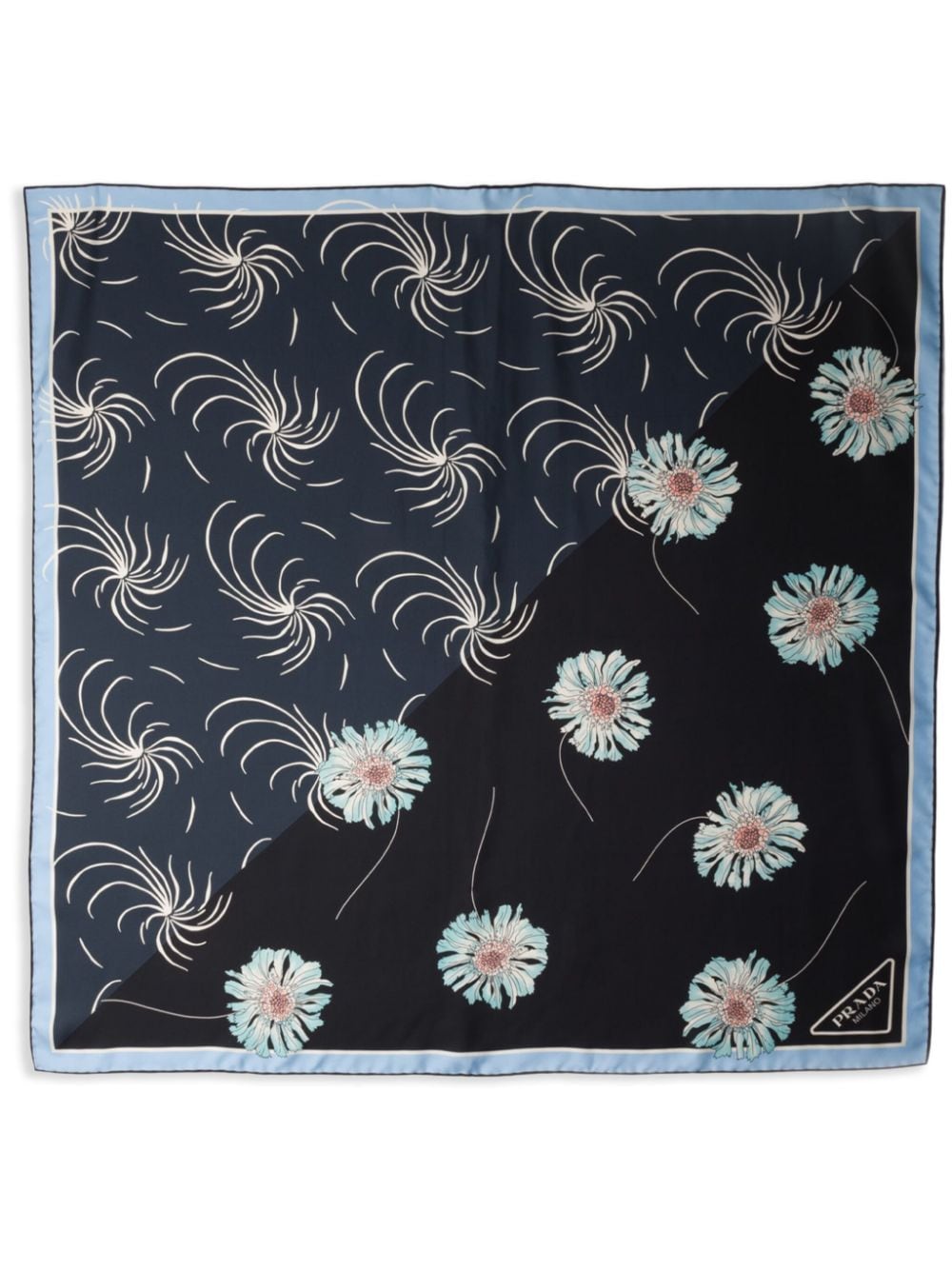 Prada mix-print silk scarf - Blue von Prada