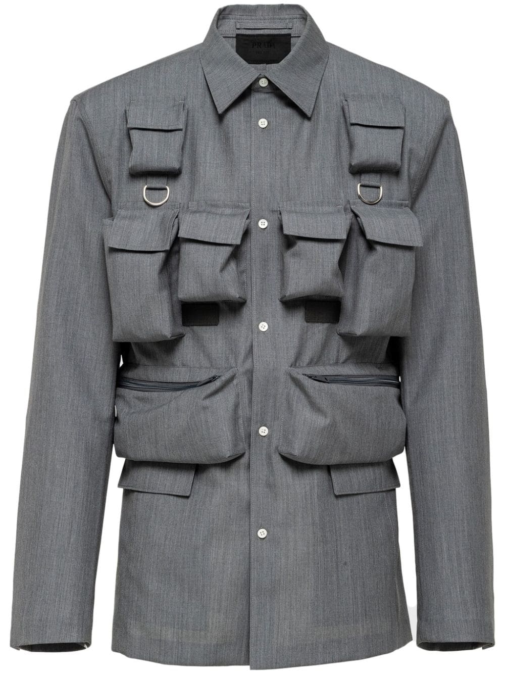 Prada single-breasted cargo shirt jacket - Grey von Prada