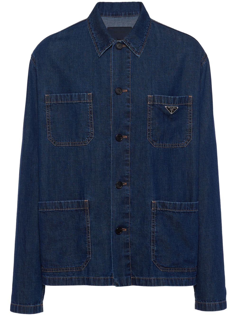 Prada multi-pocket washed-denim jacket - Blue von Prada