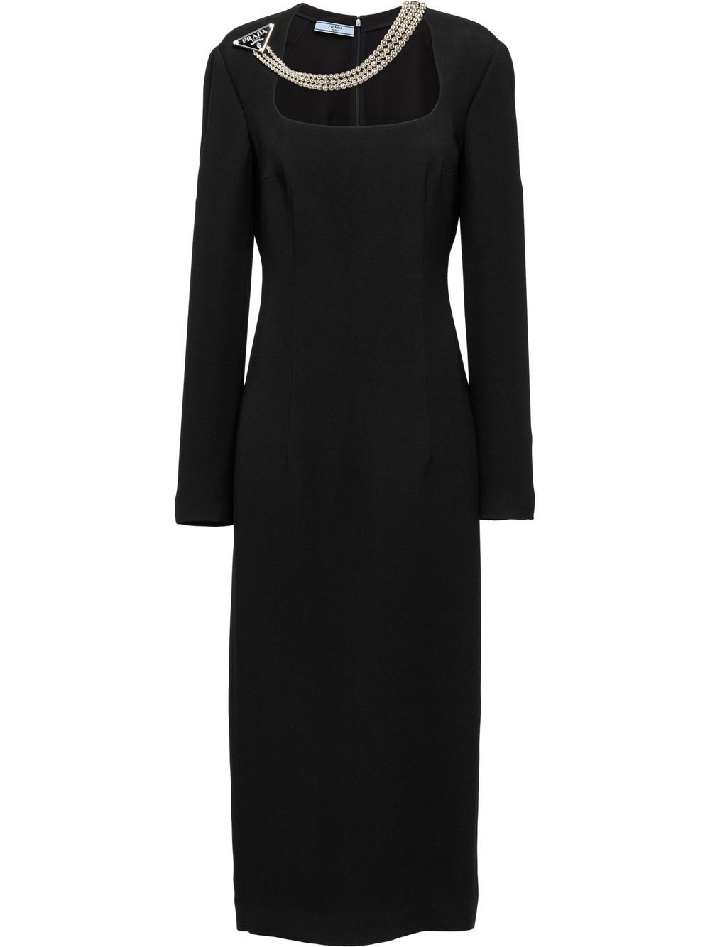 Prada necklace-embellished Cady dress - Black von Prada