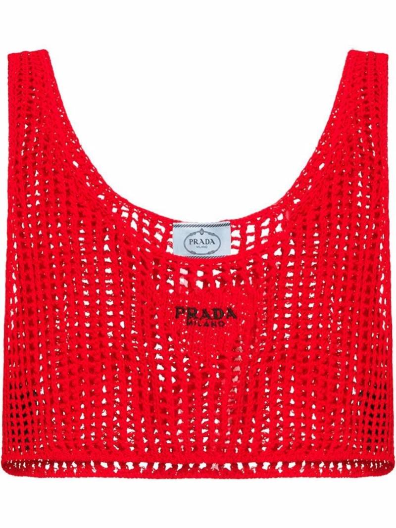Prada open-knit crop top - Red von Prada