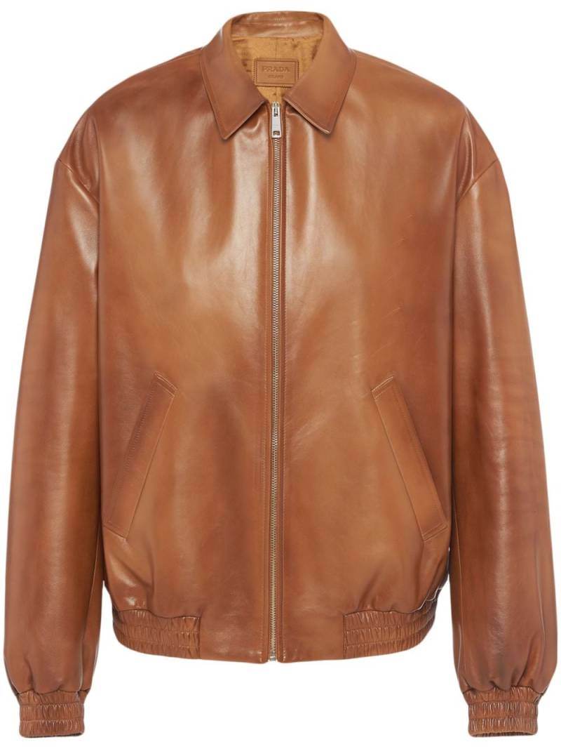 Prada nappa-leather bomber jacket - Brown von Prada