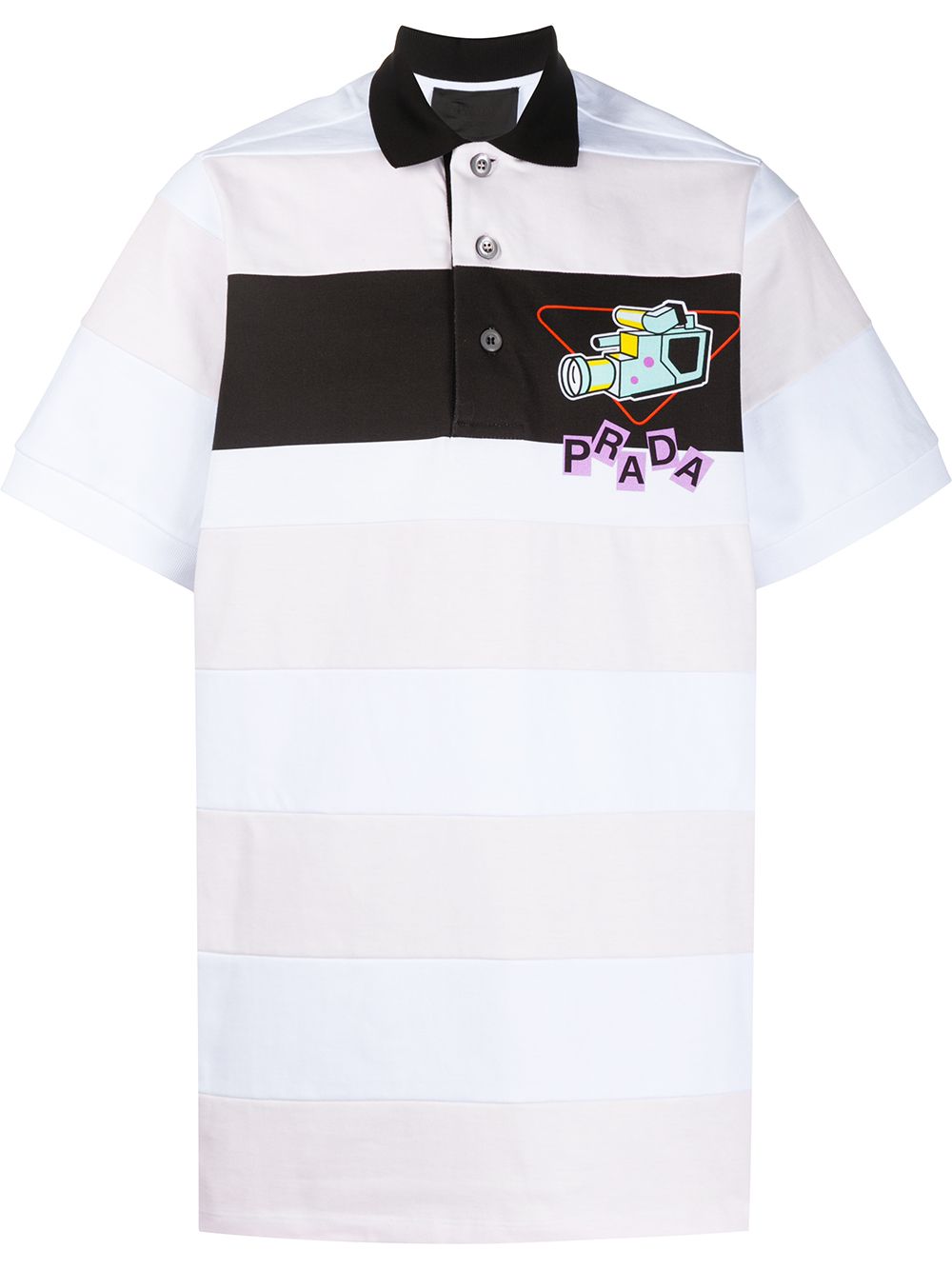 Prada oversized stripe polo shirt - White von Prada