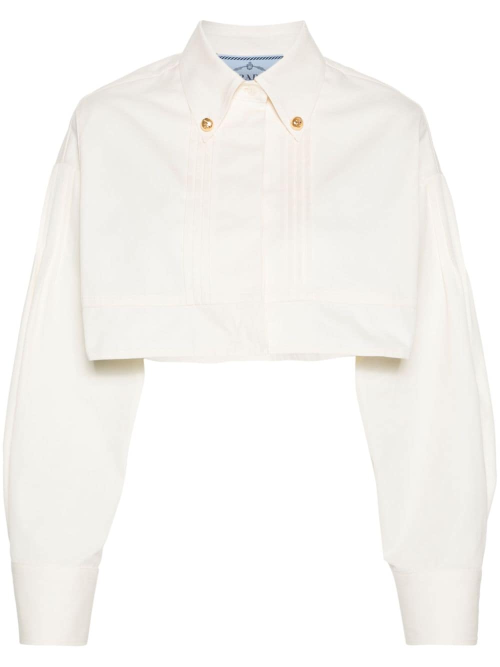 Prada pintuck-detail cropped jacket - Neutrals von Prada