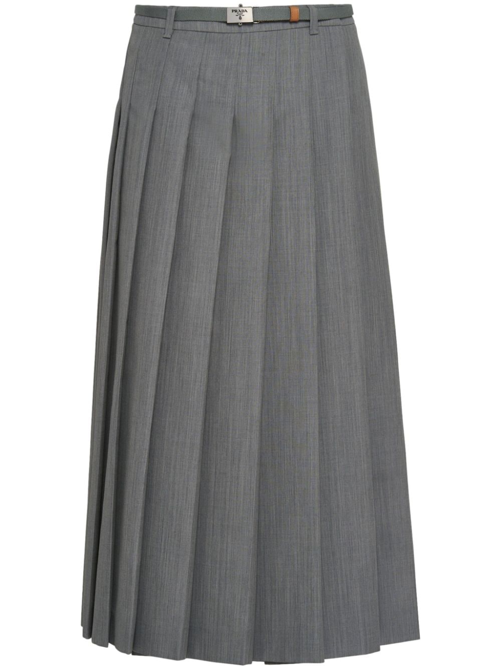 Prada pleated wool midi skirt - Grey von Prada
