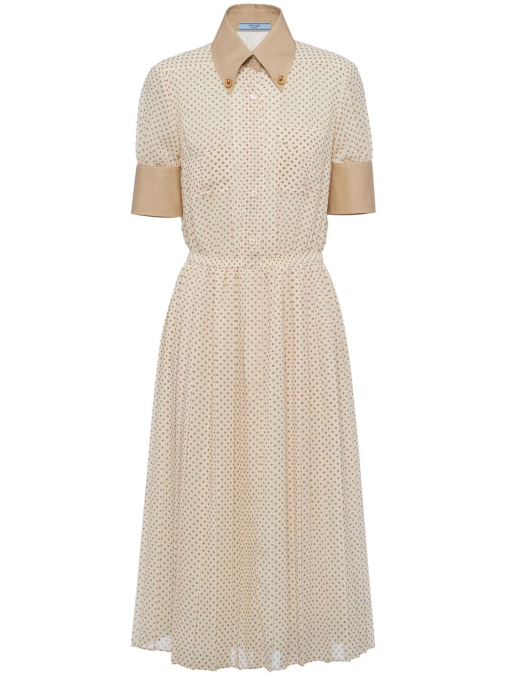 Prada polka-dot print midi dress - Neutrals von Prada