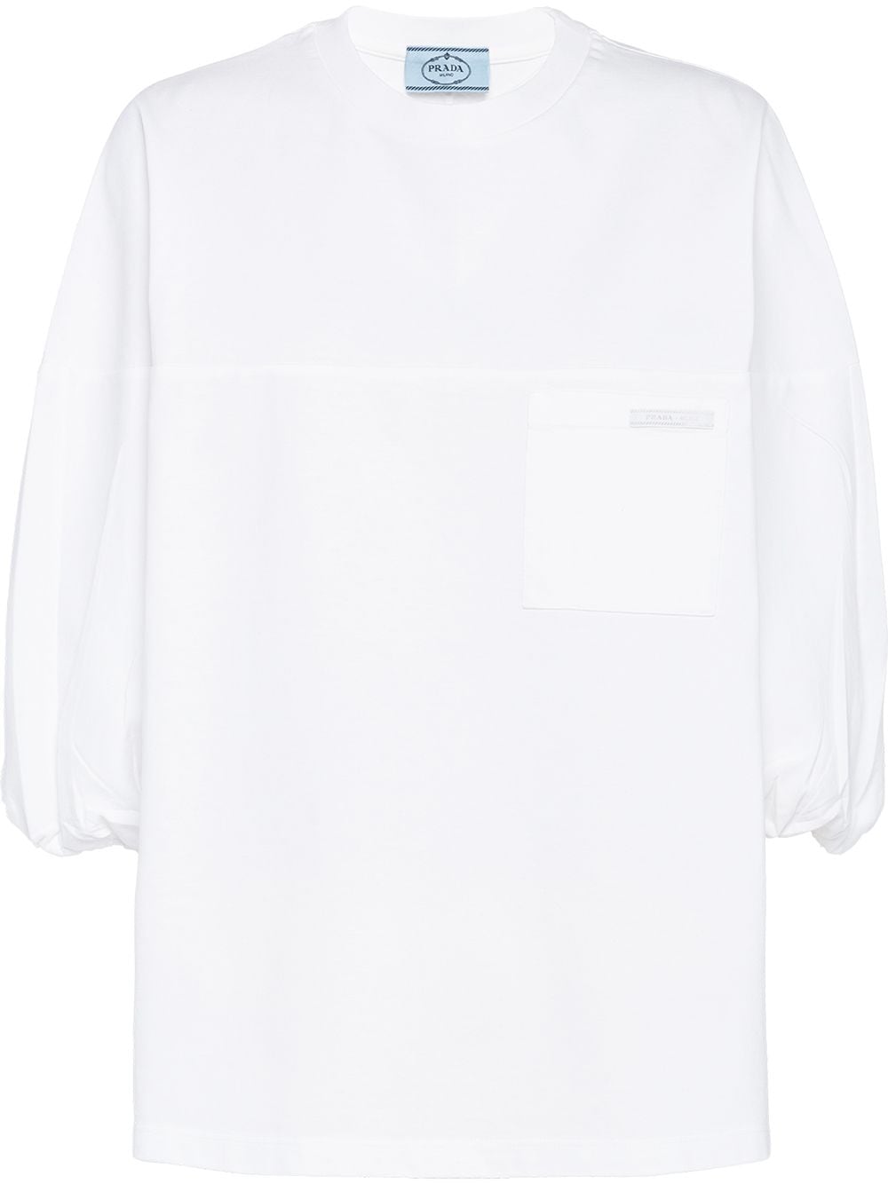 Prada gathered-sleeve jersey T-shirt - White von Prada