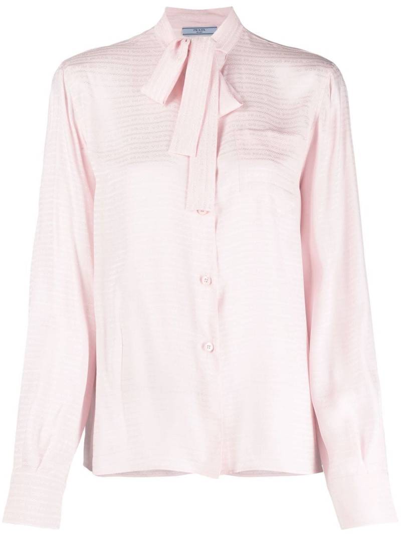 Prada pussy-bow silk jacquard blouse - Pink von Prada