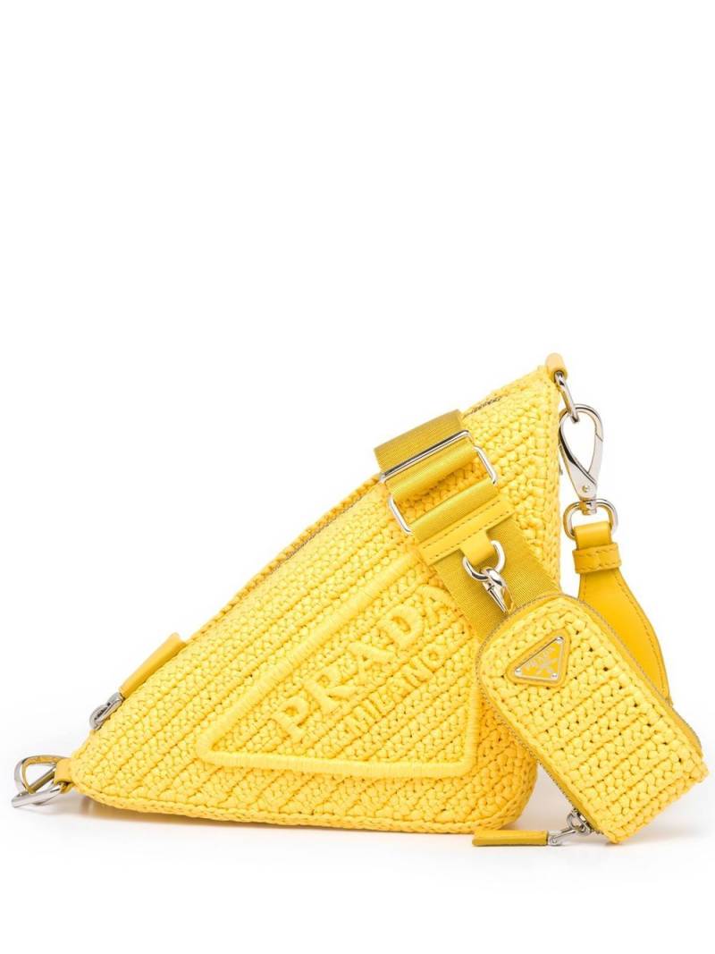 Prada raffia Triangle shoulder bag - Yellow von Prada