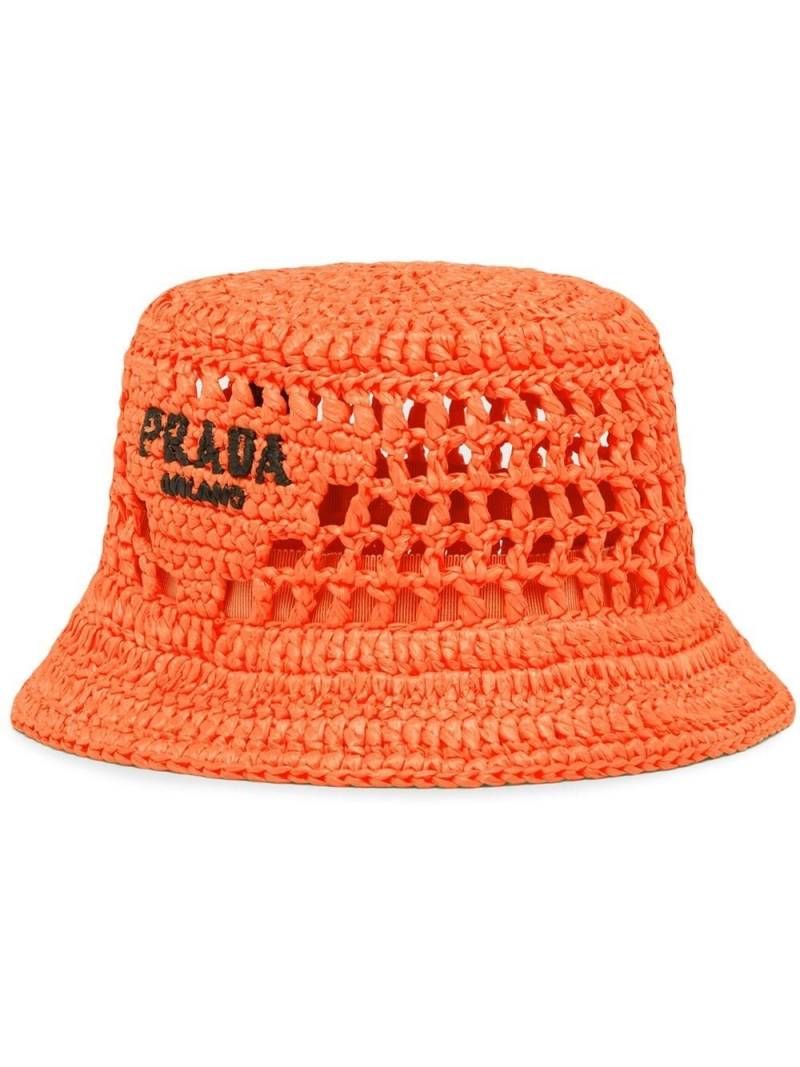 Prada raffia bucket hat - Orange von Prada