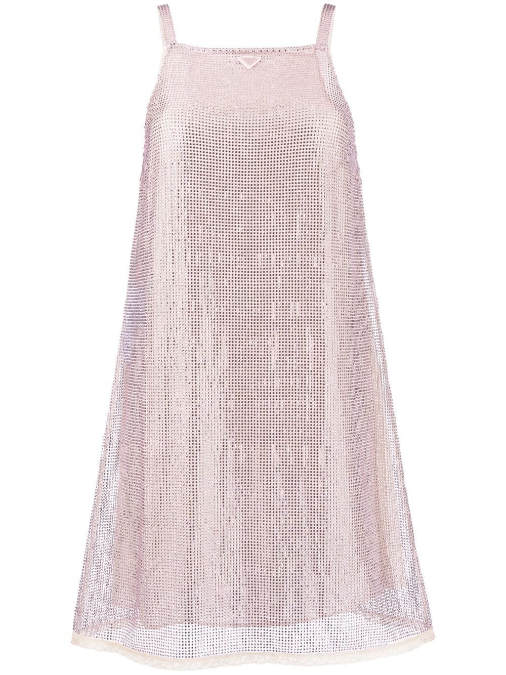 Prada rhinestone-embellished mesh minidress - Pink von Prada