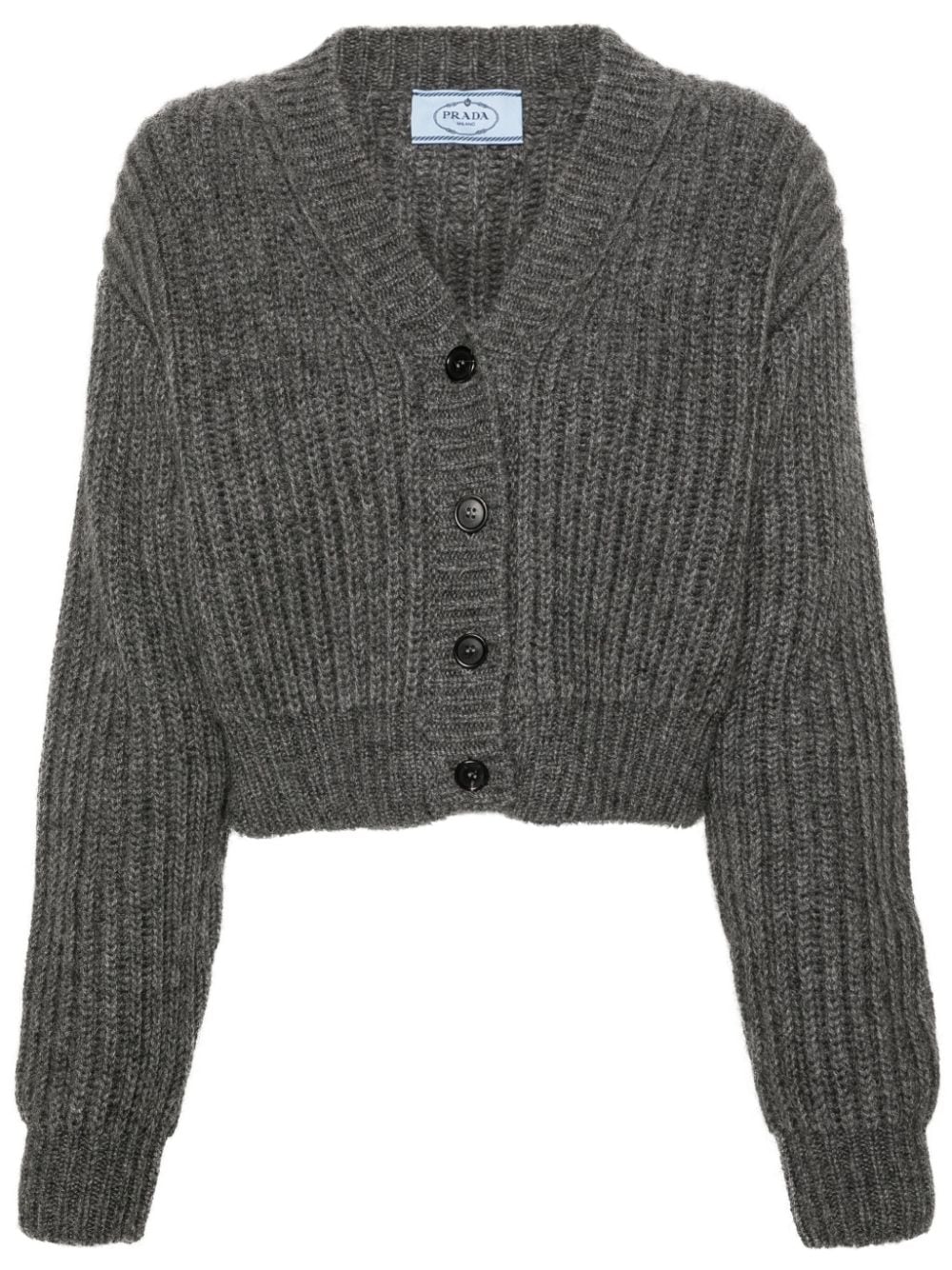 Prada ribbed-knit cropped cardigan - Grey von Prada