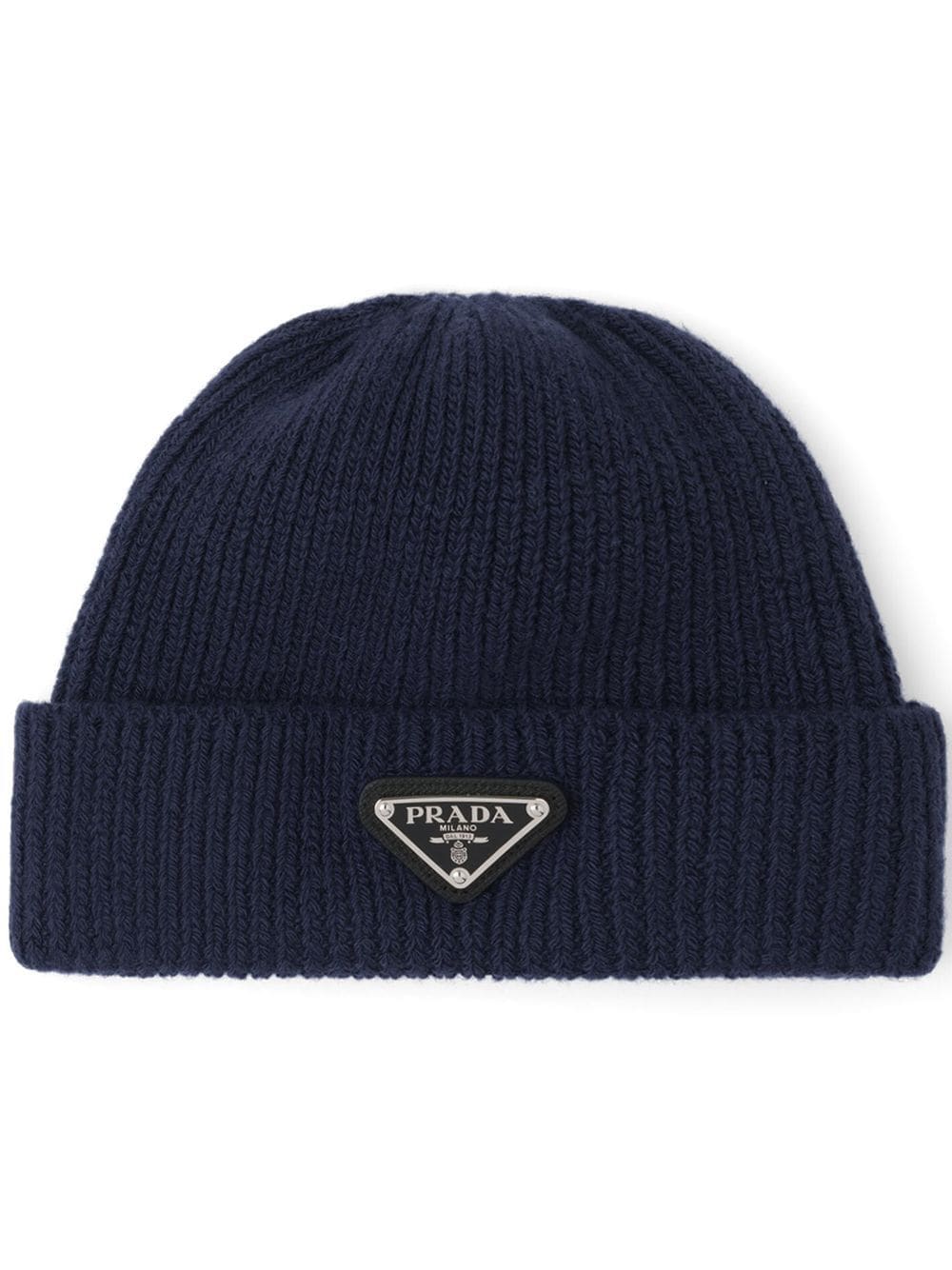 Prada triangle-logo wool-cashmere beanie - Blue von Prada