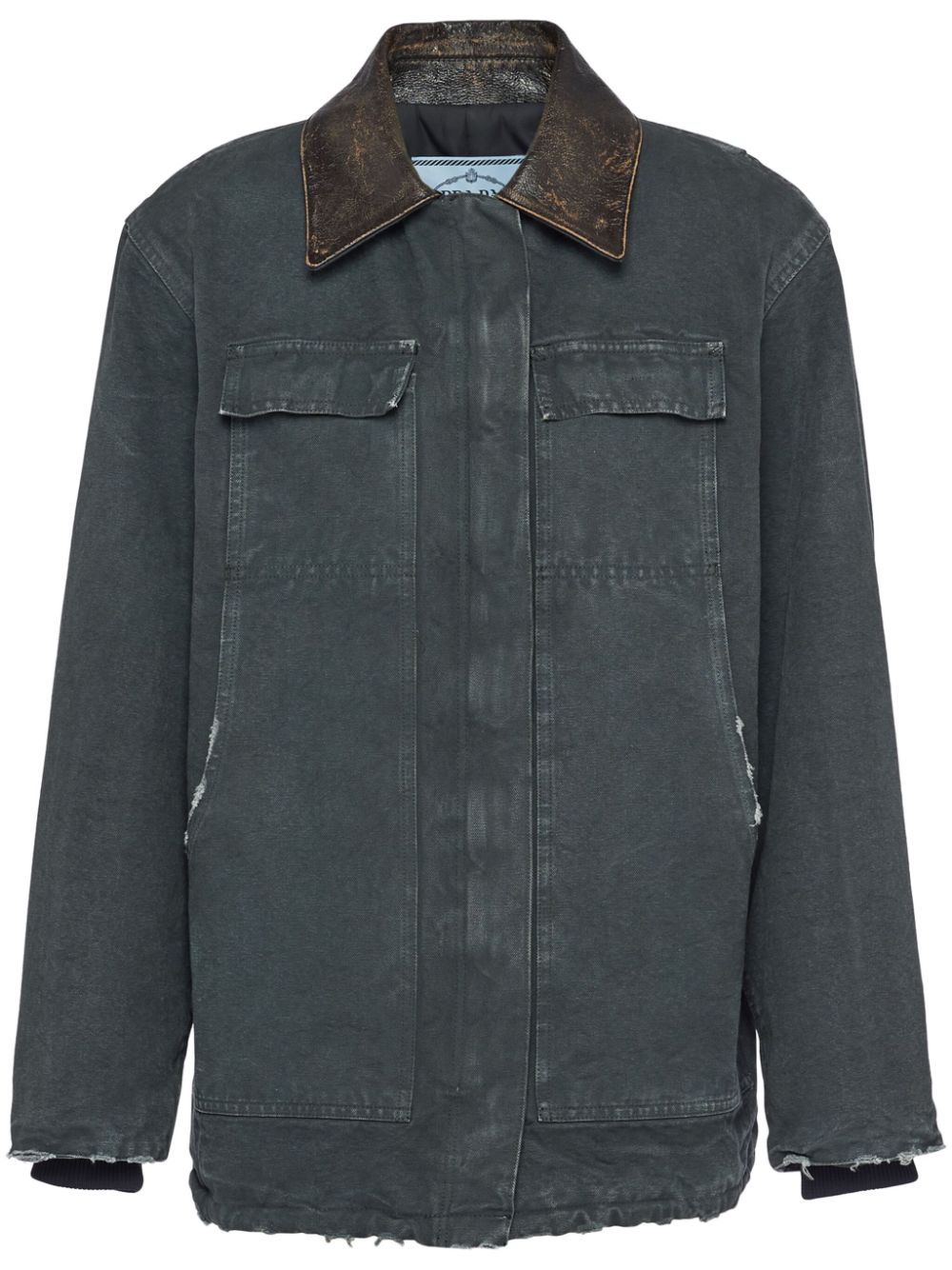 Prada distressed canvas jacket - Grey von Prada