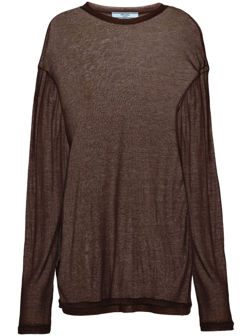Prada semi-sheer chambray T-shirt - Brown von Prada