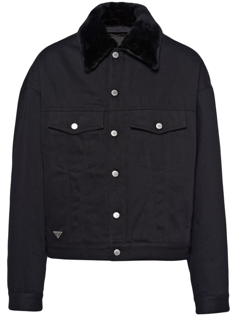 Prada shearling-collar padded denim jacket - Black von Prada