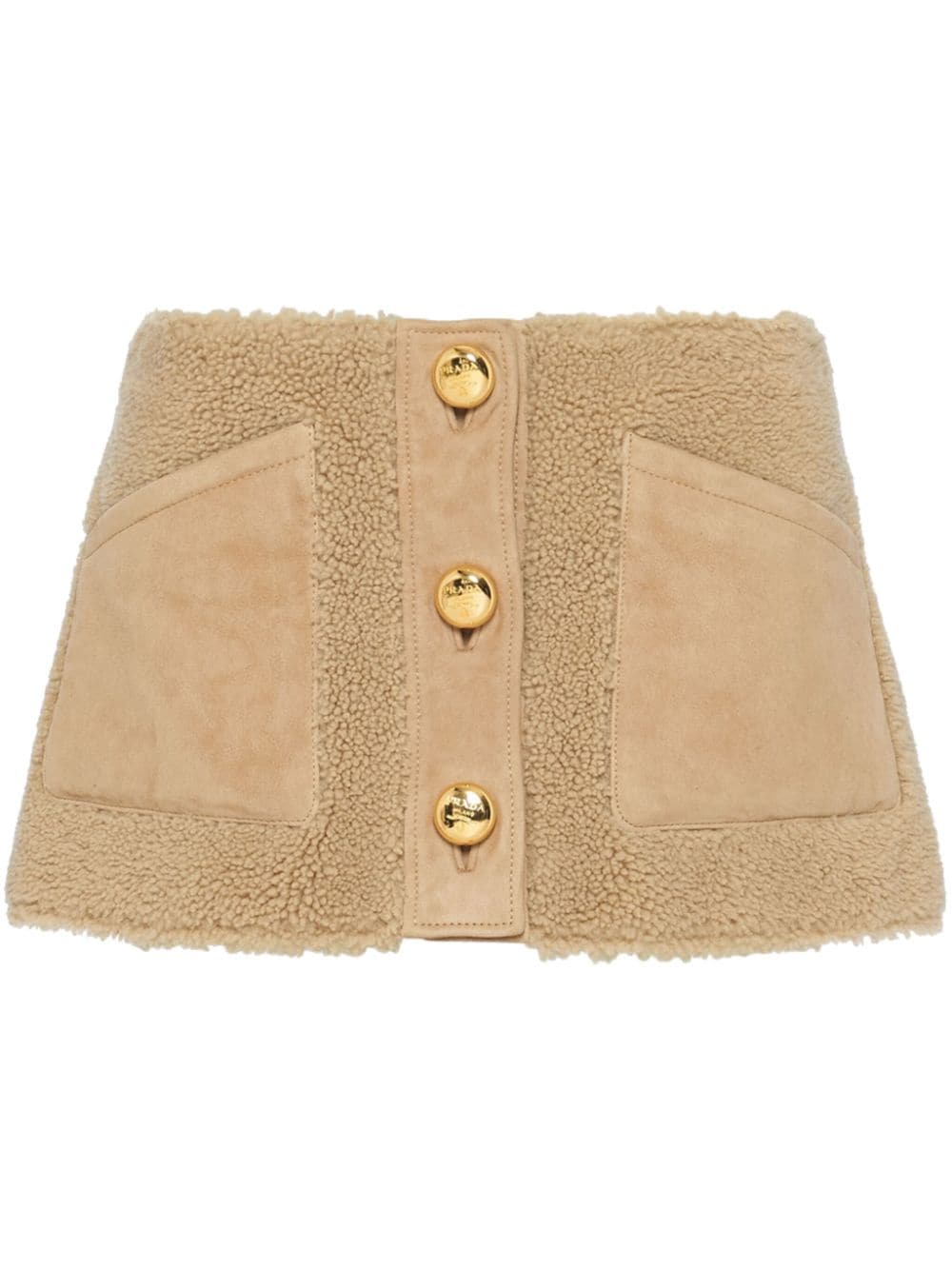 Prada button-up shearling miniskirt - Brown von Prada