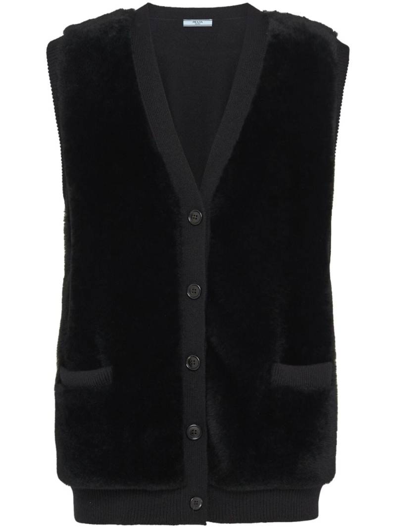 Prada shearling-panelled cashmere vest - Black von Prada