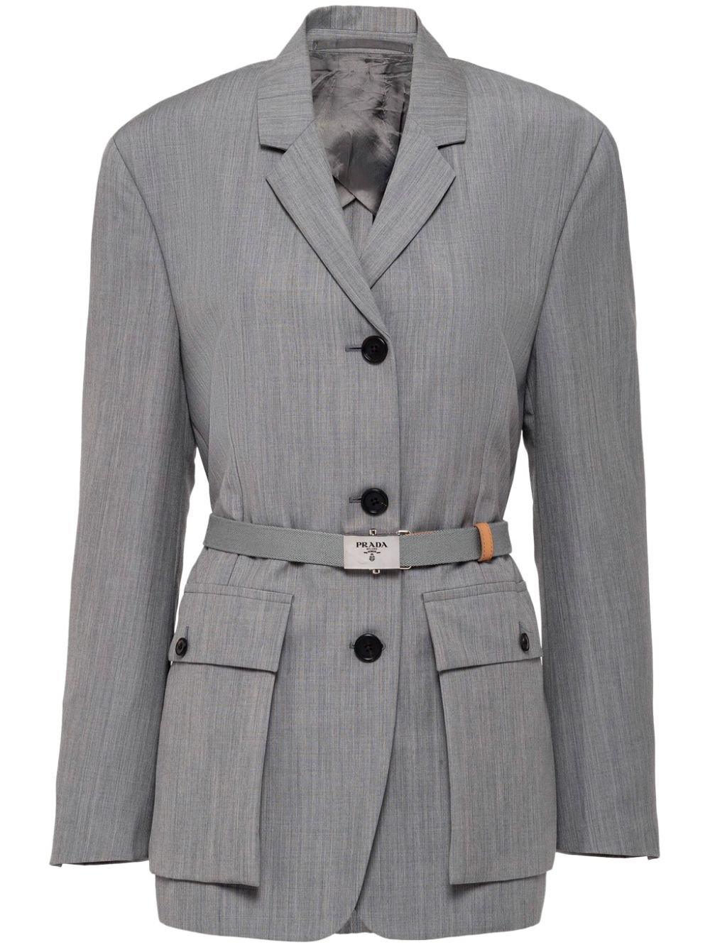 Prada single-breasted belted blazer - Grey von Prada