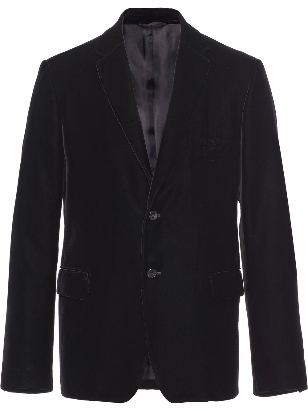 Prada single-breasted button-front velvet blazer - Black von Prada