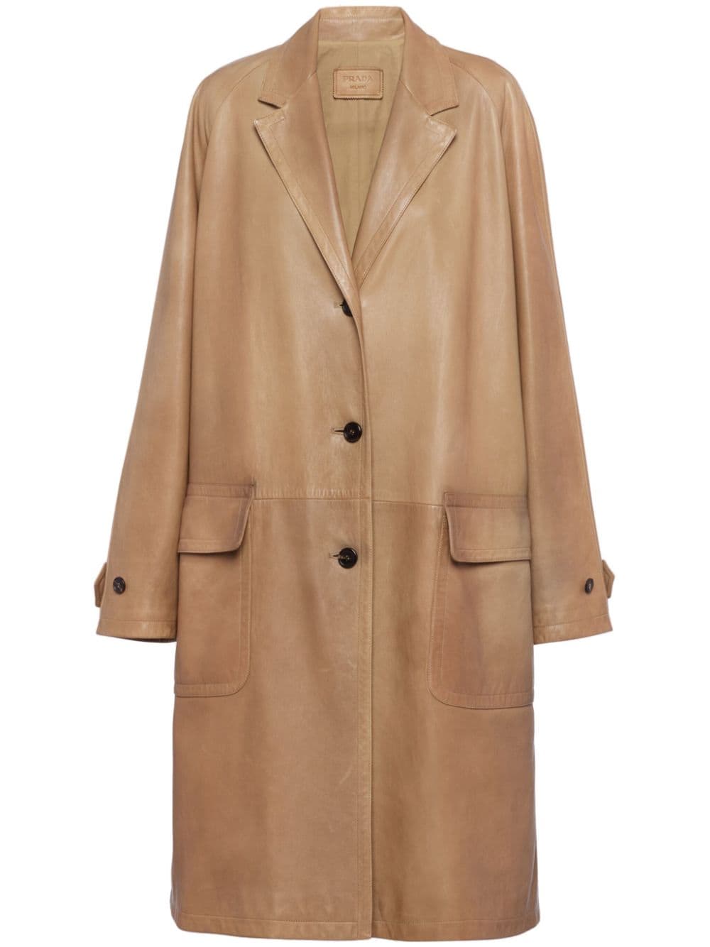 Prada single-breasted leather coat - Brown von Prada