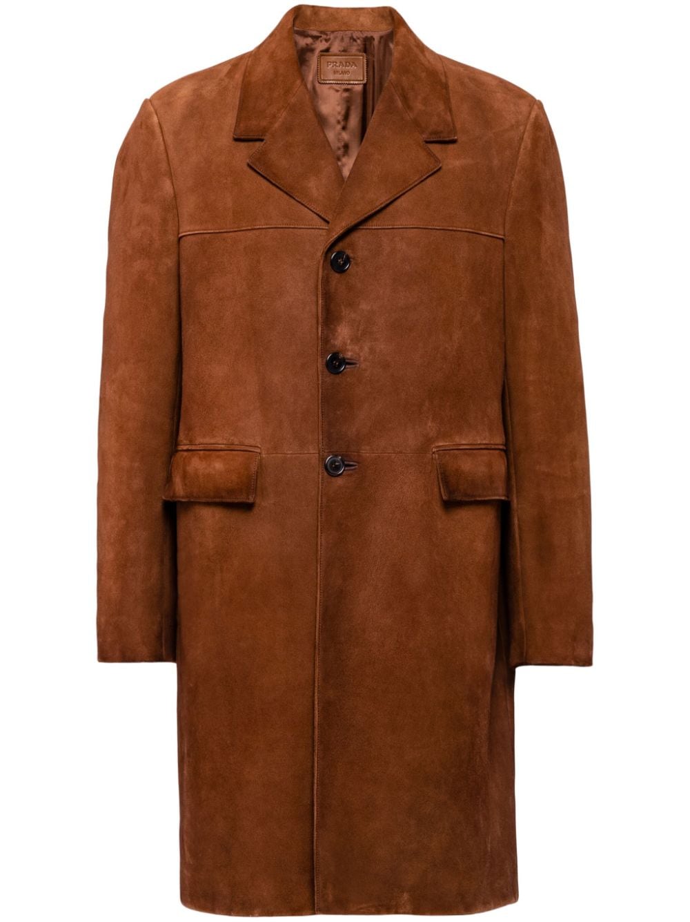 Prada single-breasted suede leather coat - Brown von Prada