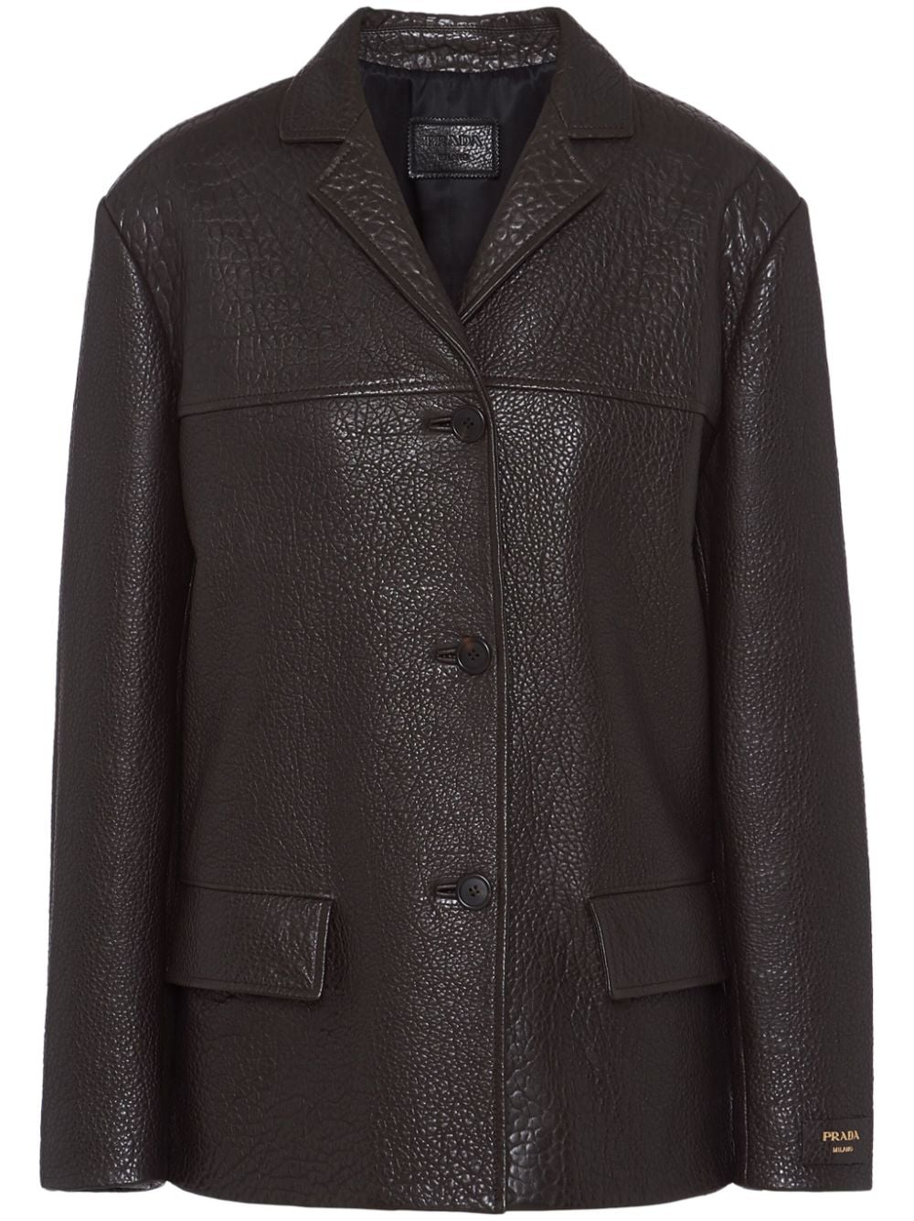 Prada single-breasted leather jacket - Brown von Prada