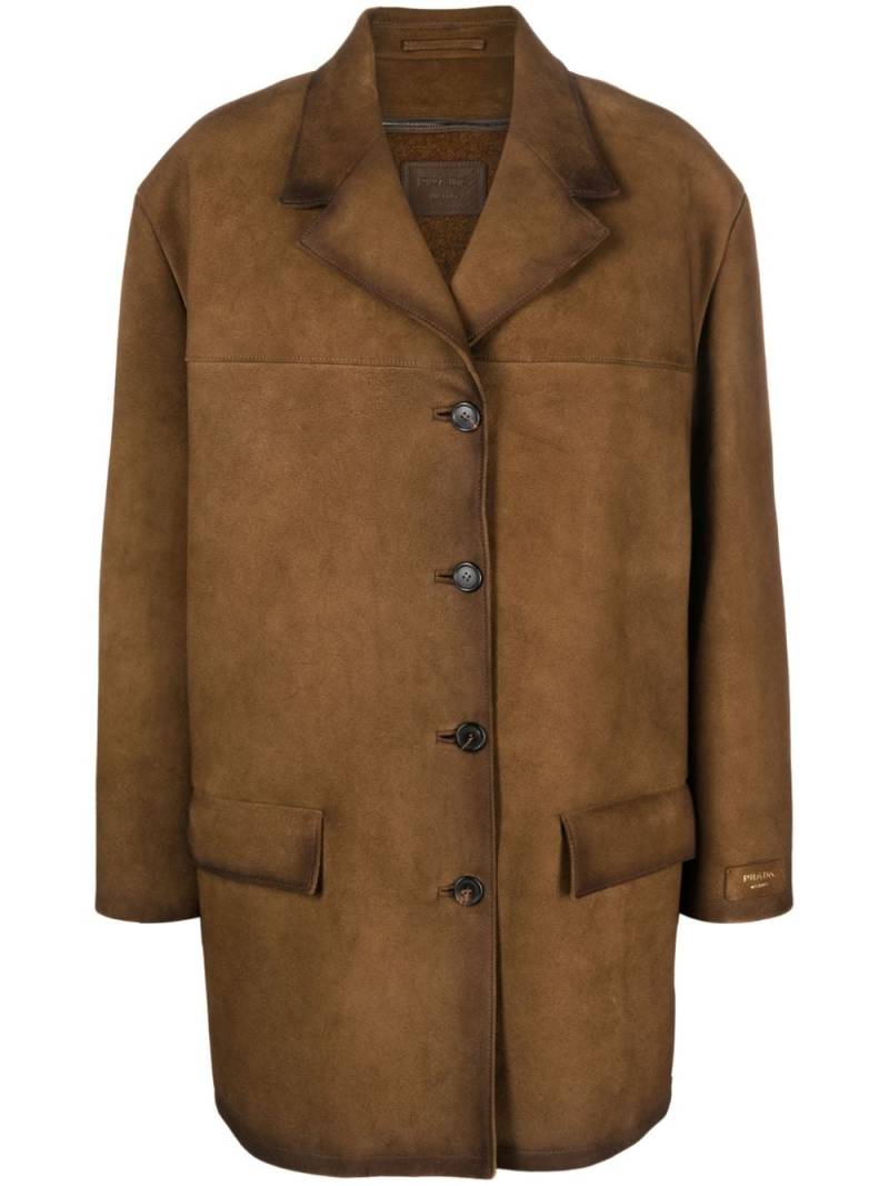 Prada single-breasted suede coat - Brown von Prada