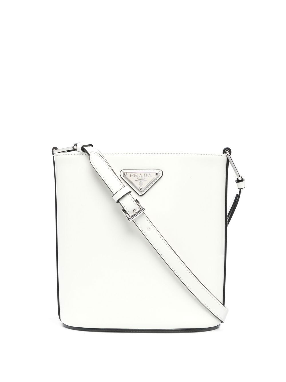 Prada small Spazzolato bucket bag - White von Prada